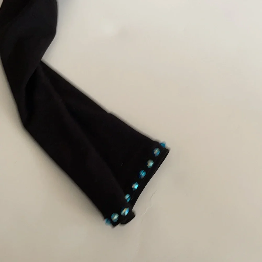 Balera black hooded crop top Swarovski crystals L